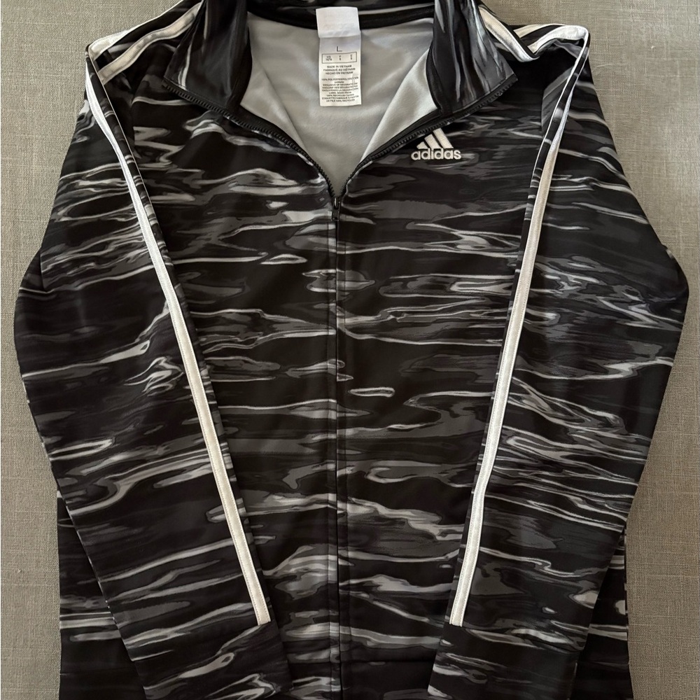 Adidas Black and White Zip-Up Jacket